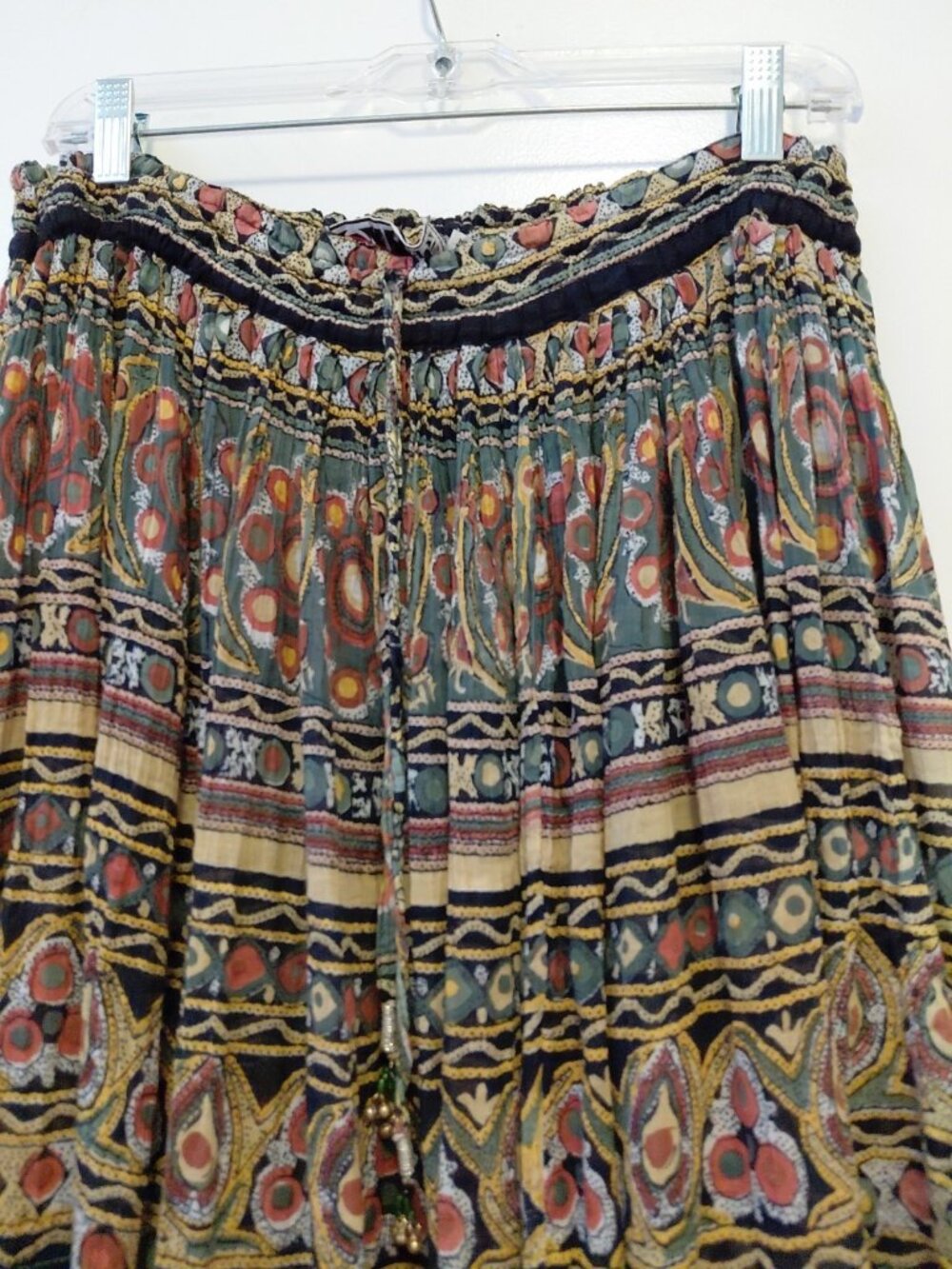 Le Mieux Cotton Maxi Crinkle Skirt Boho Hippie Large Multicolor - Picture 2 of 6